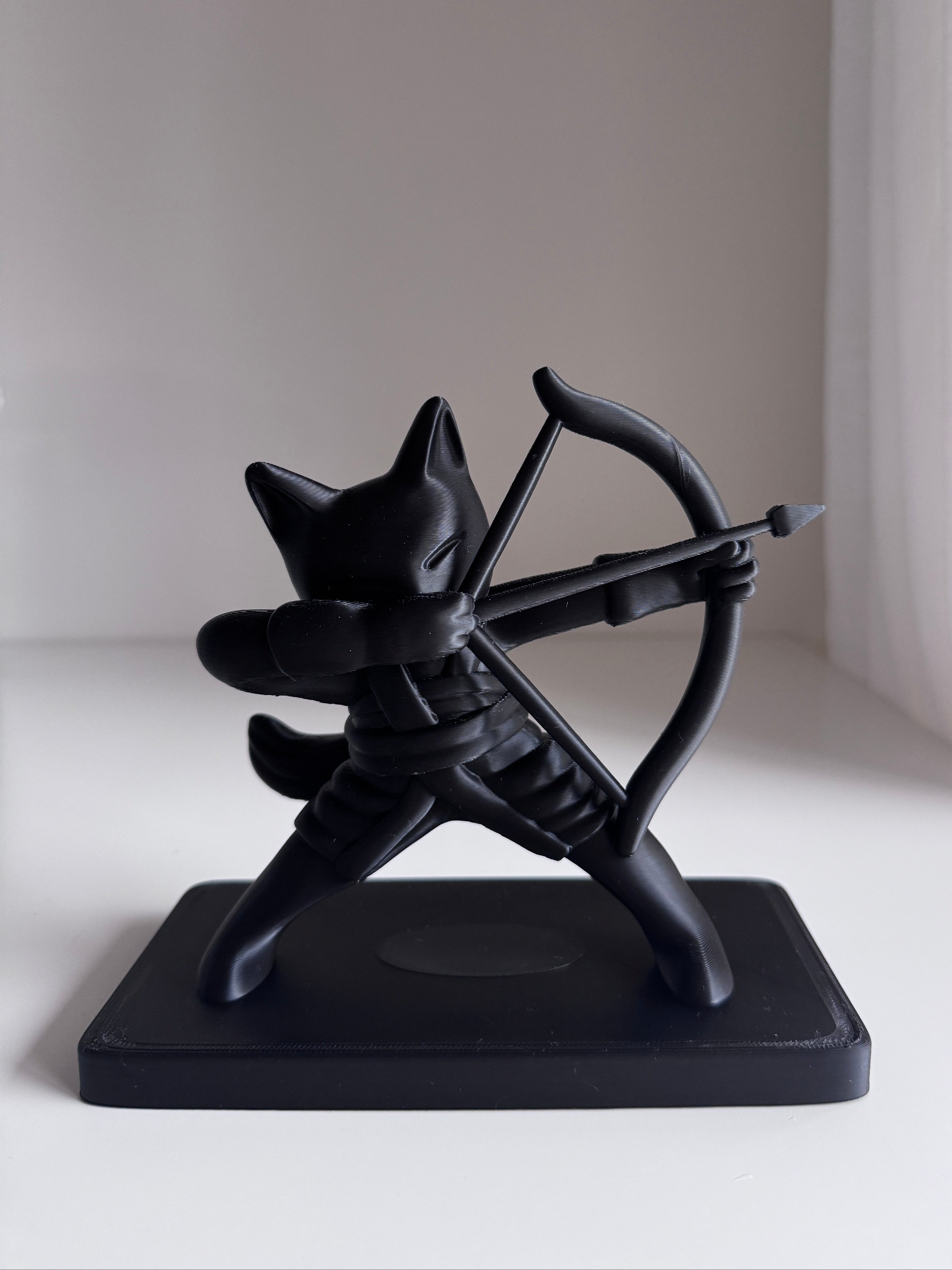 Archer Cat Figurine in Japanese Costume