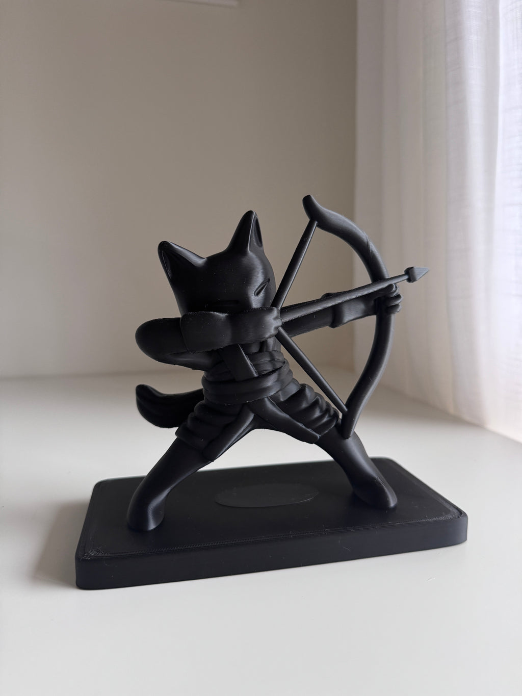 Archer Cat Figurine in Japanese Costume