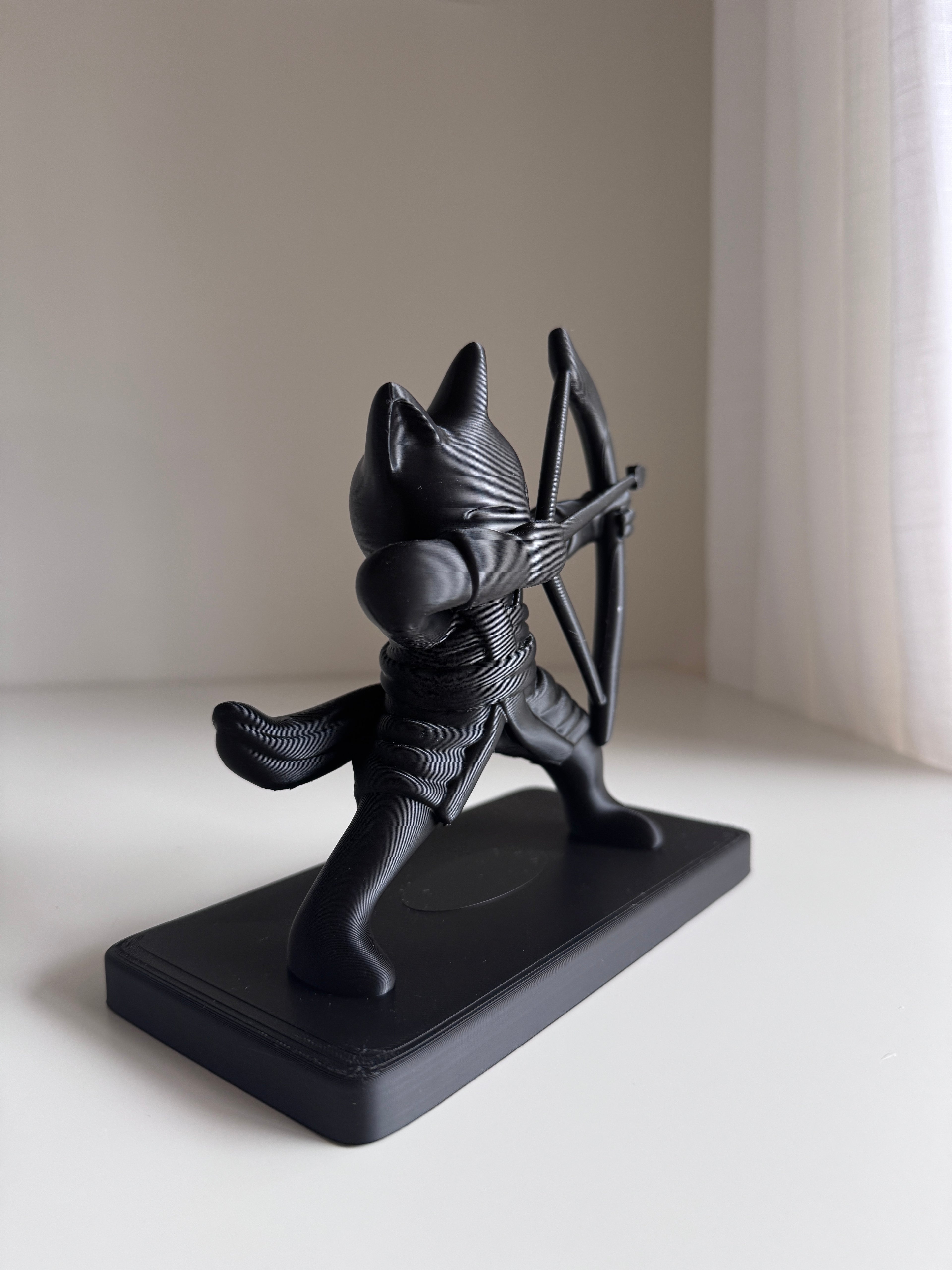 Archer Cat Figurine in Japanese Costume