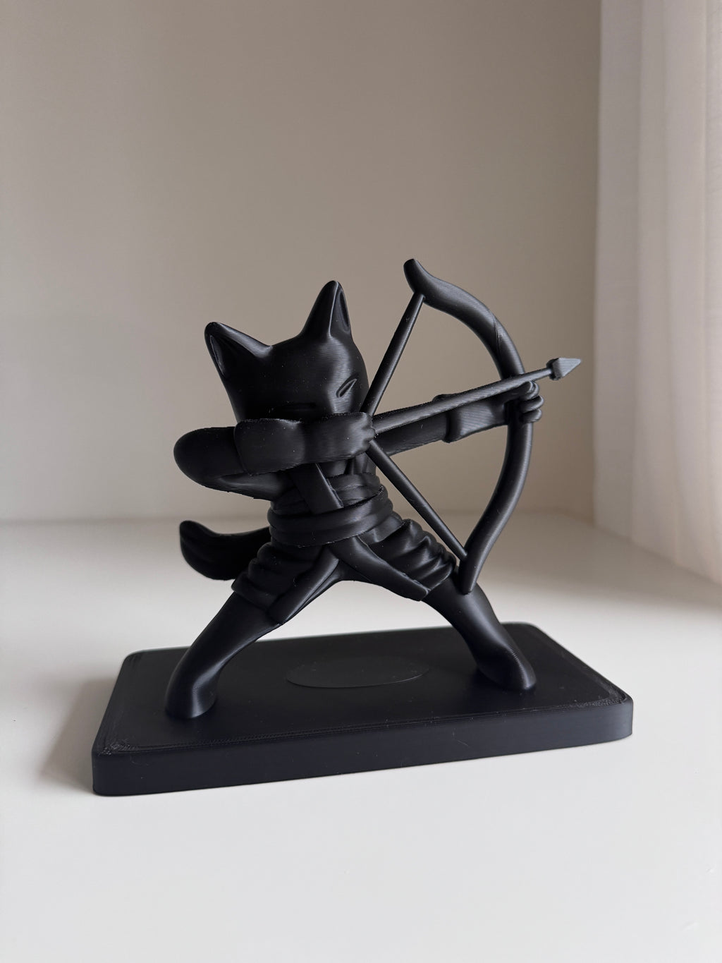 Archer Cat Figurine in Japanese Costume