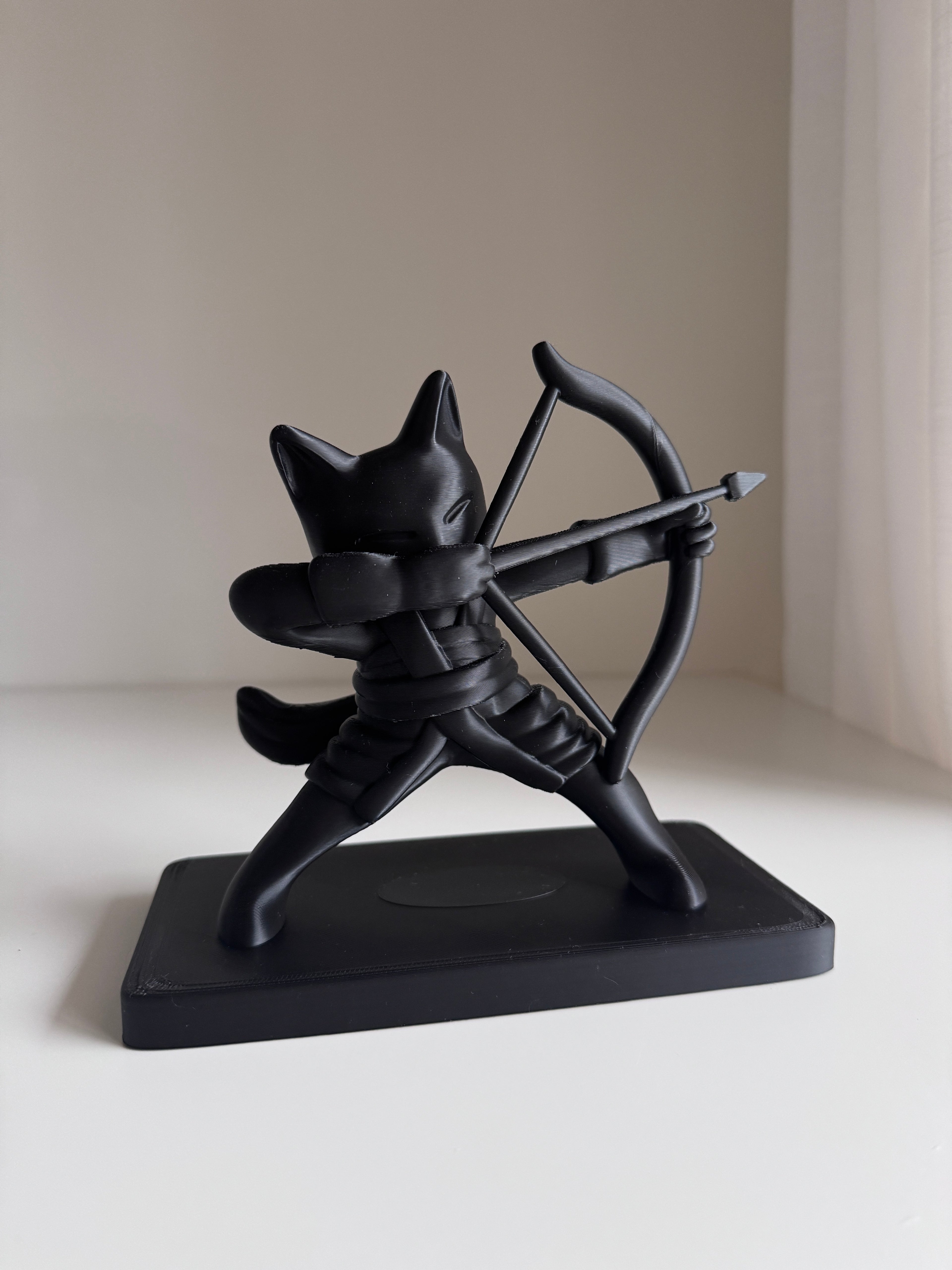 Archer Cat Figurine in Japanese Costume