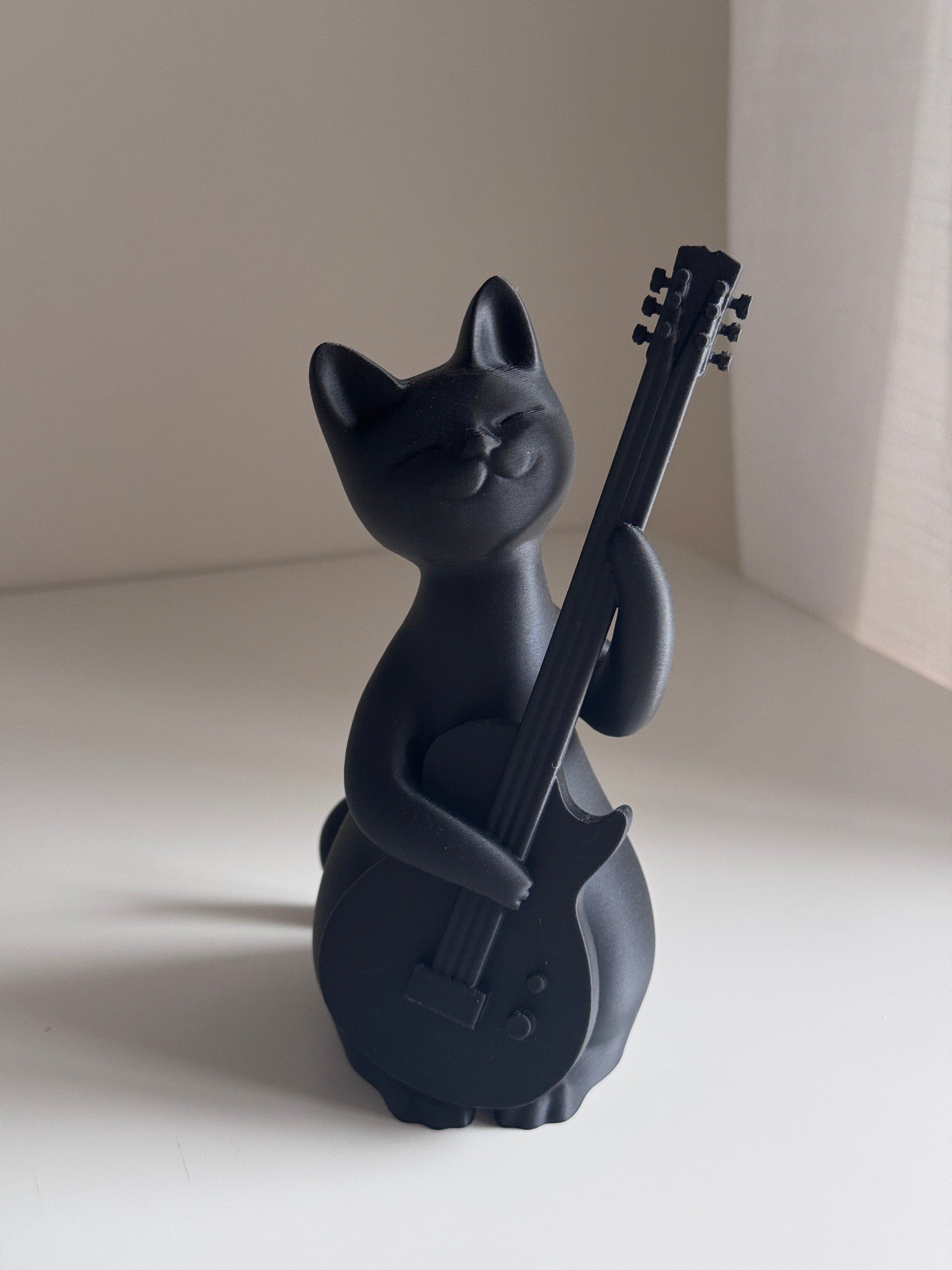 Guitarist Cat Figurine