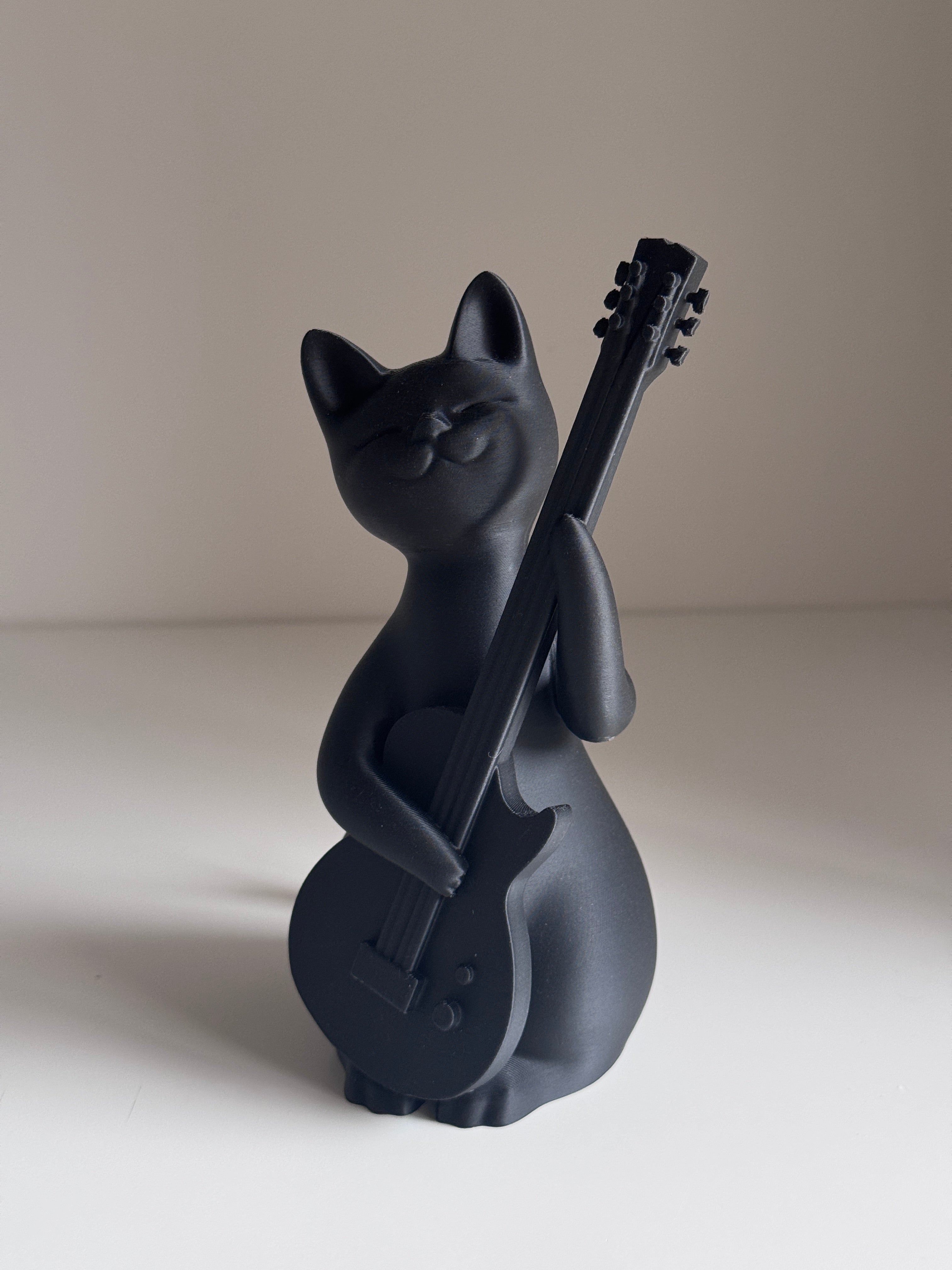 Guitarist Cat Figurine