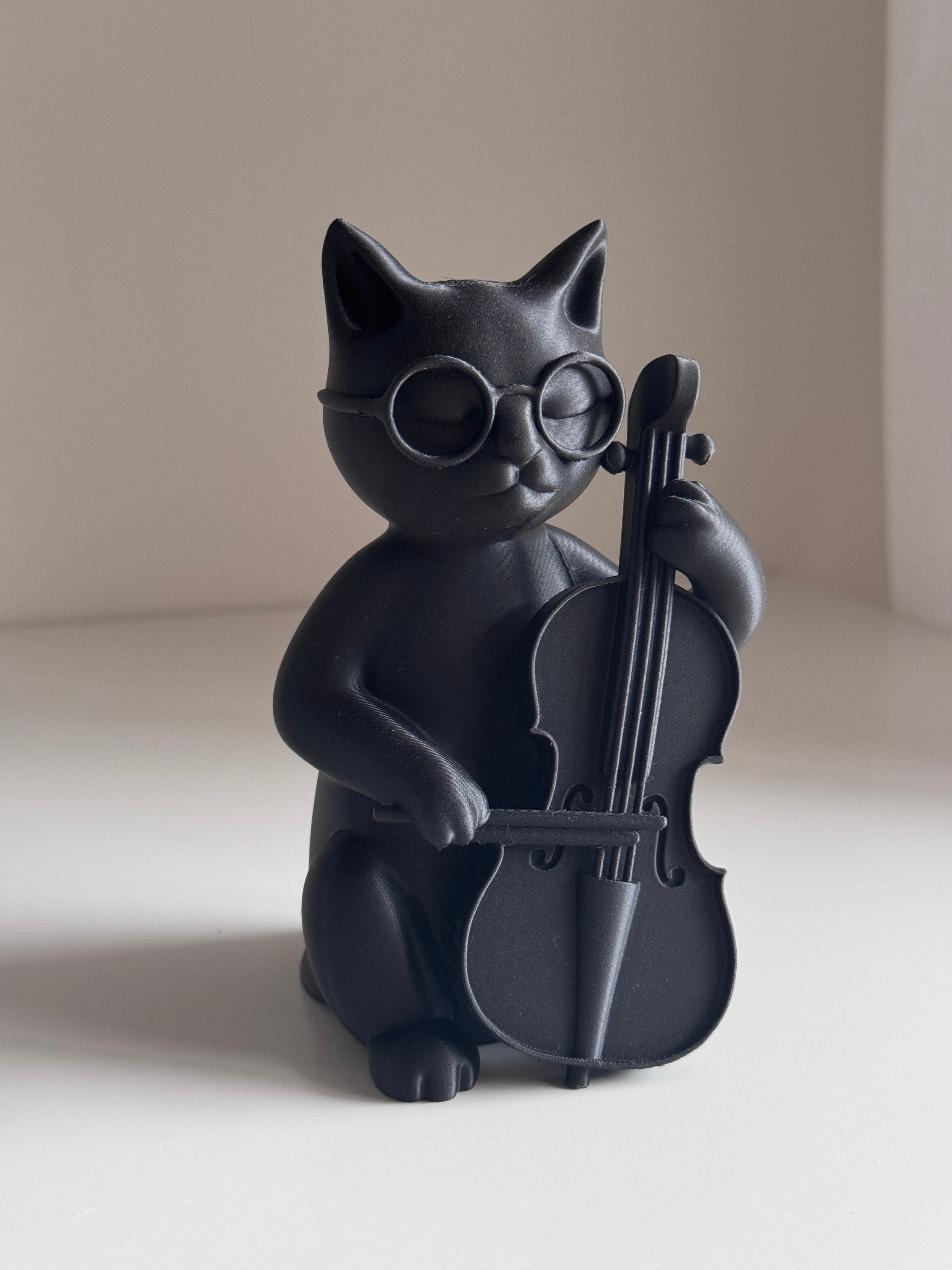 Cellist Cat Figurine