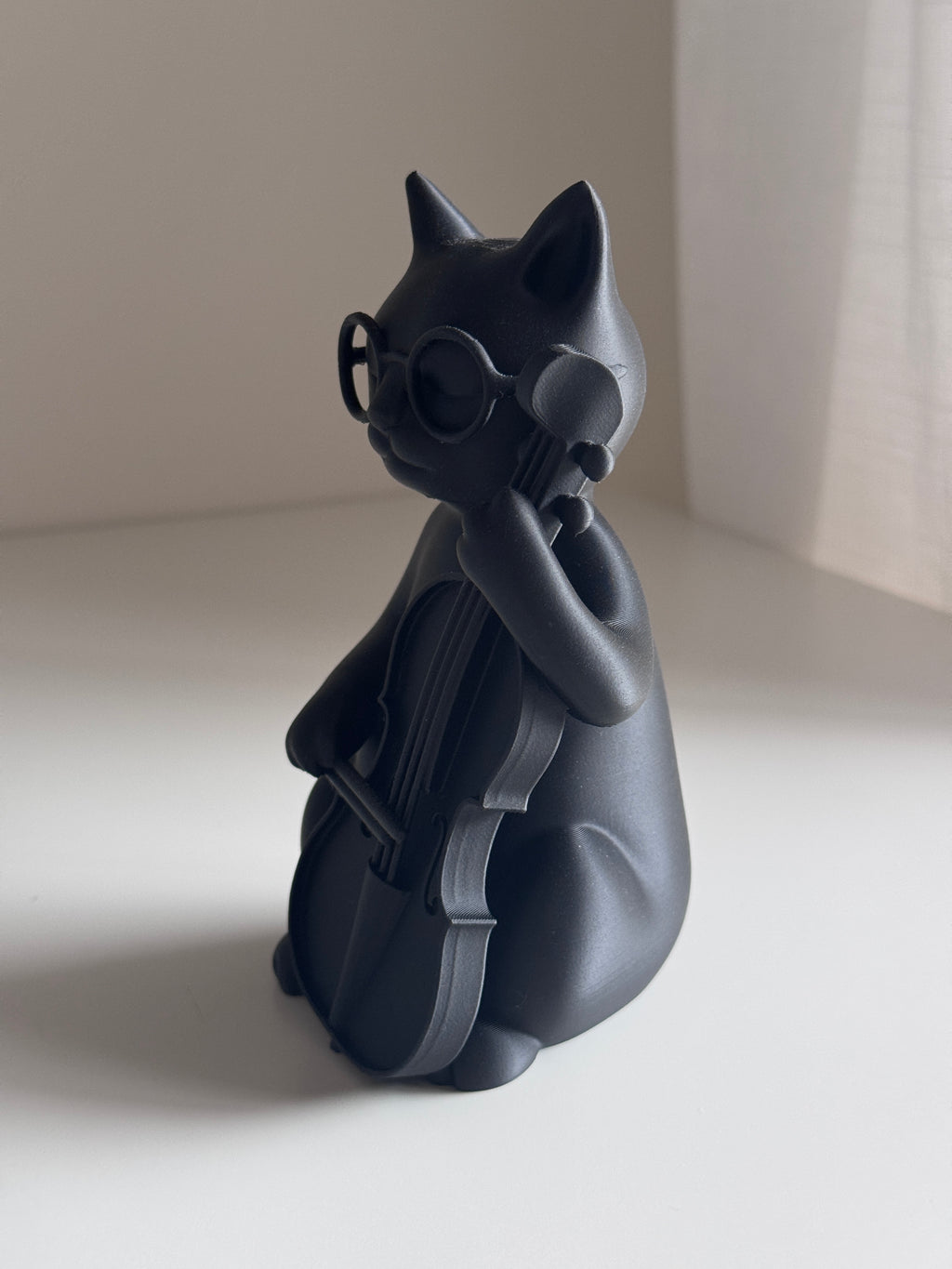 Cellist Cat Figurine