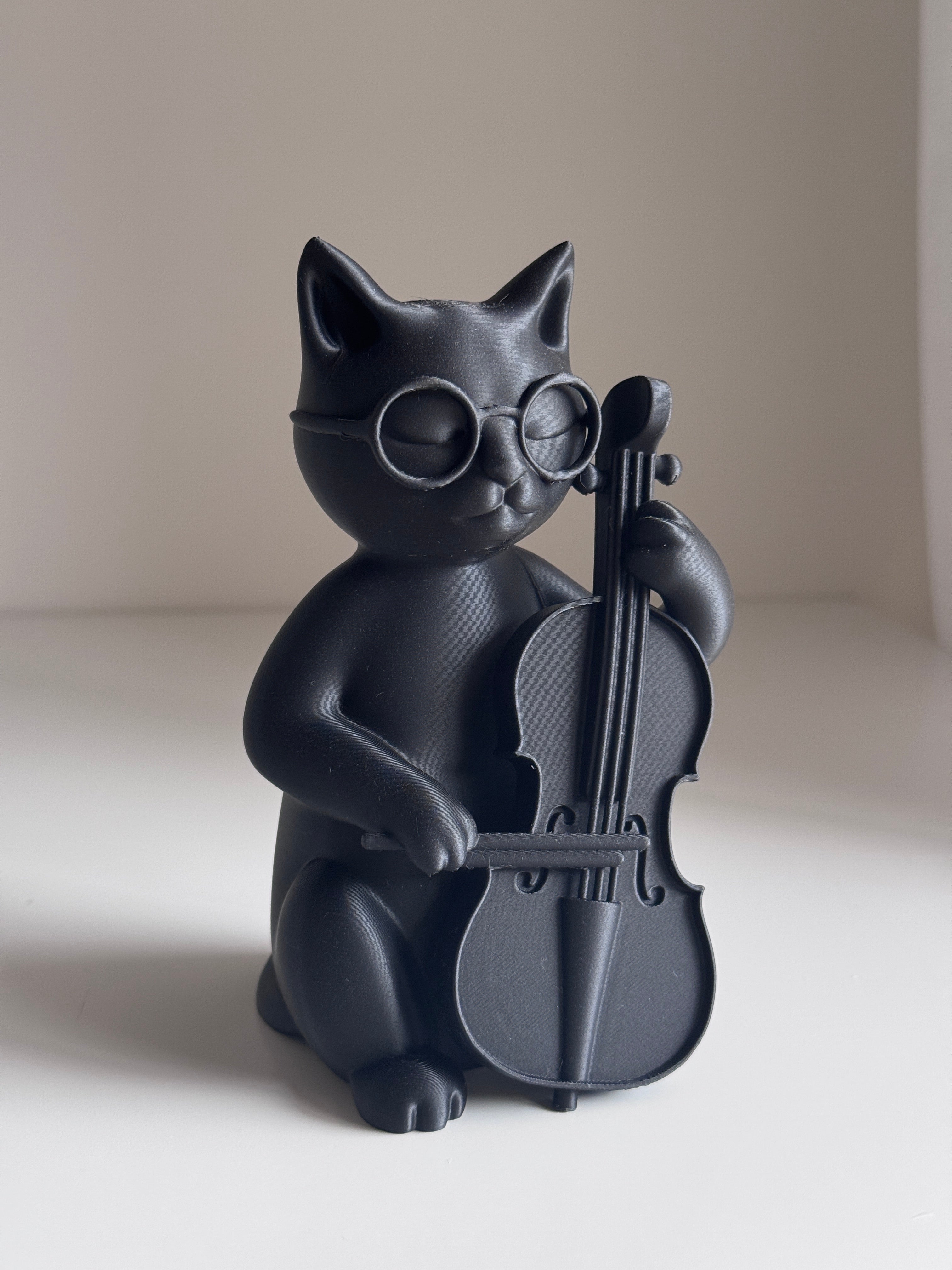 Cellist Cat Figurine