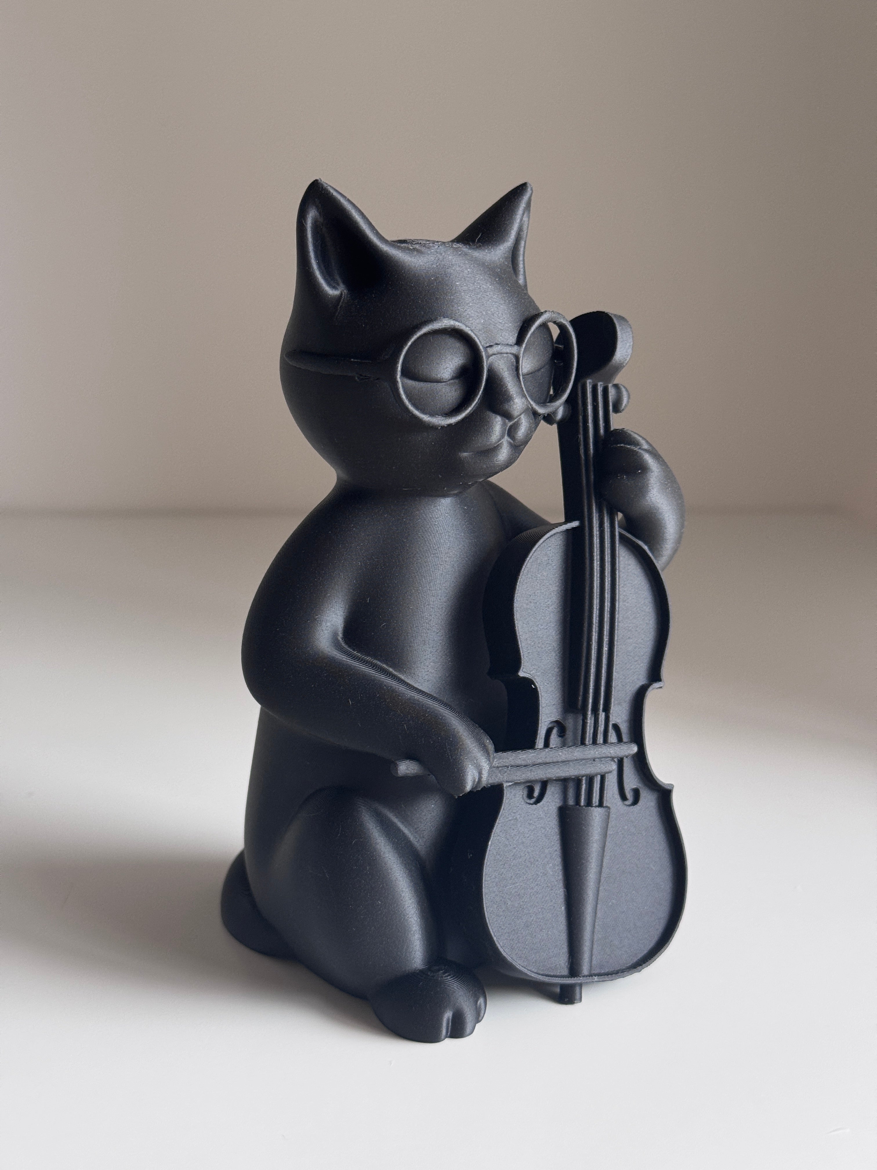 Cellist Cat Figurine