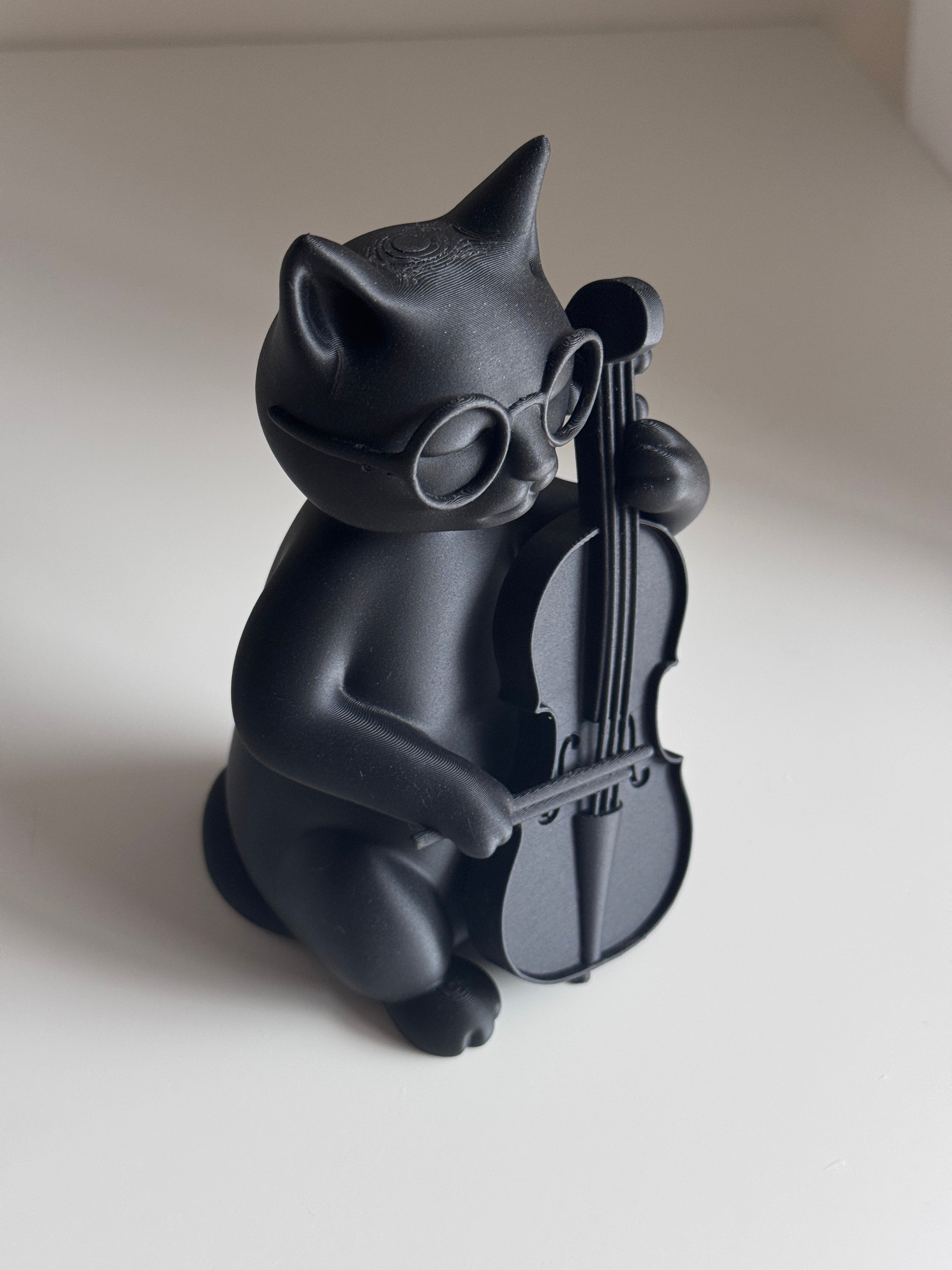 Cellist Cat Figurine