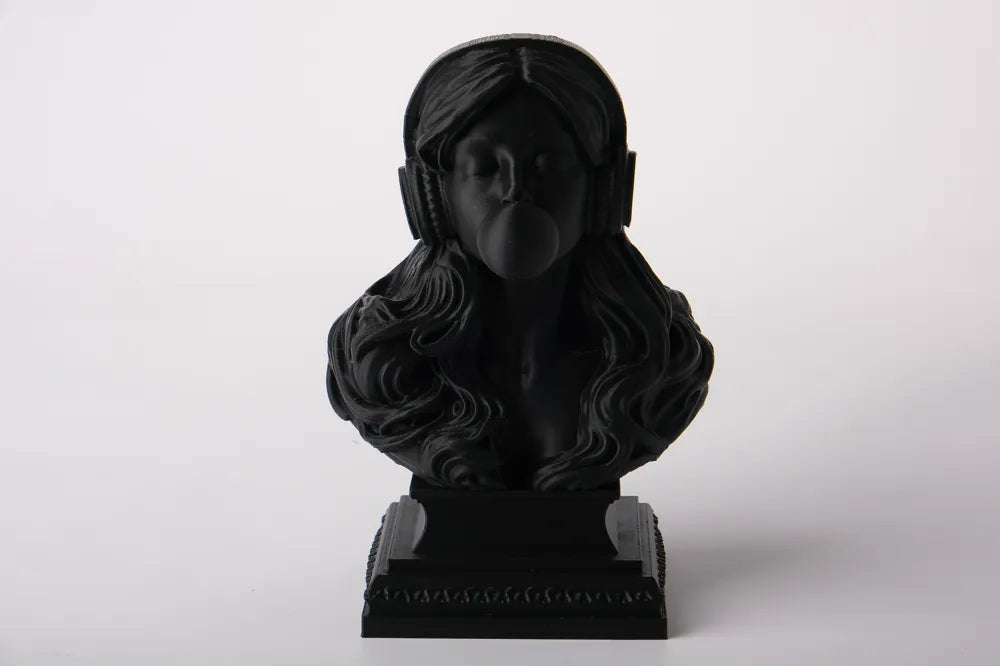 Stylish Girl Bust with Headphones & Bubble Gum Figurine
