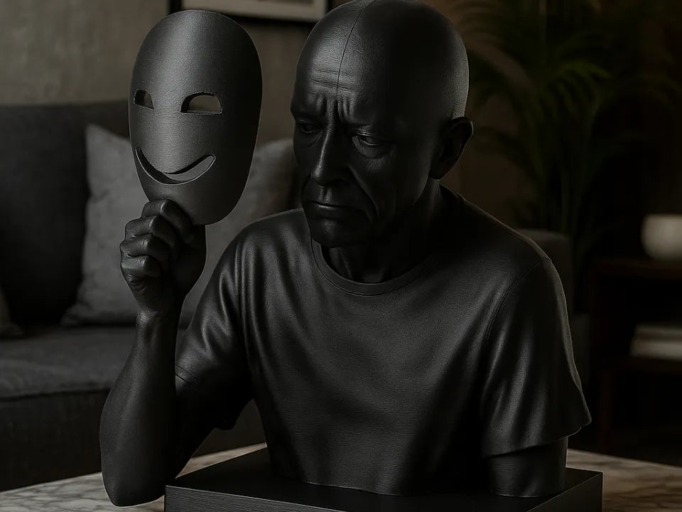 Behind the Mask Man Sculpture Figurine